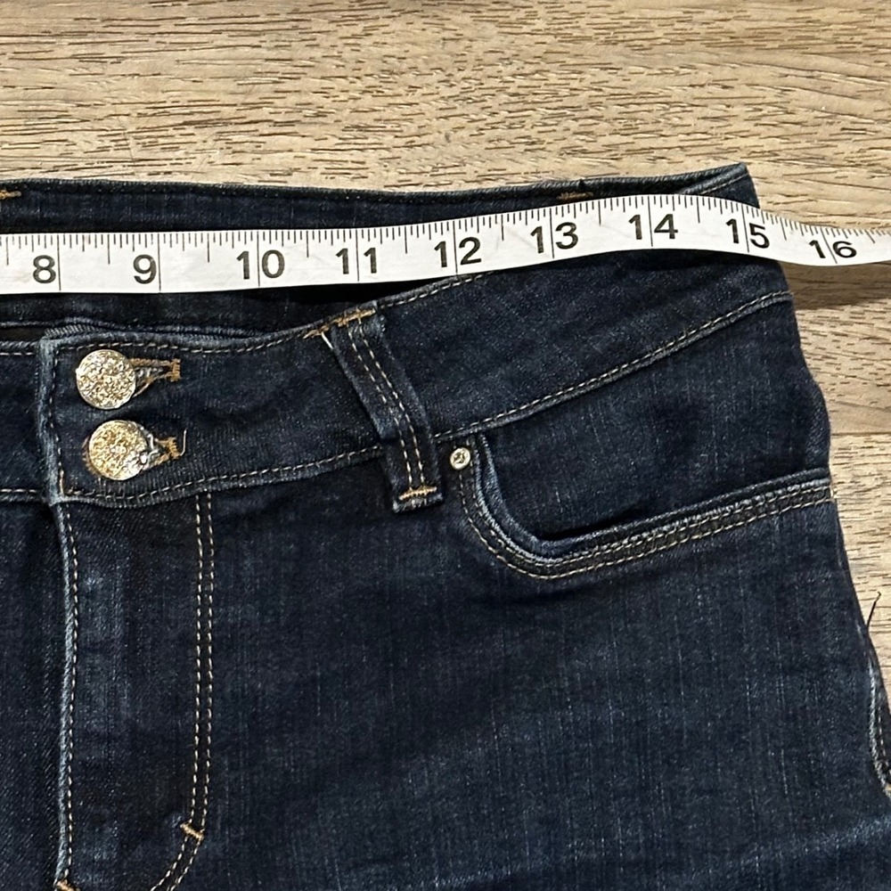 White House Black Market Skinny Flare Jeans Dark Indigo Wash Sz 4S Short Petite - Picture 4 of 10
